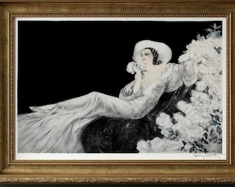 Louis Icart Love's Blossom, Parfum de Fleurs Museum Print and canvas wall art reproduction