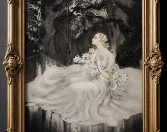 Louis Icart illustration Les Lys ( The Lilies ) Fine art print and canvas wall art reproduction