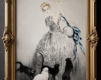 Louis Icart illustration “Les Chats” ( The Cats ) Museum art print and canvas wall art reproduction