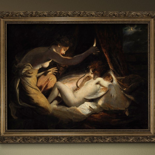 Cupidon et Psyché par Joshua Reynolds 1789. Reproduction de peinture ancienne imprimée sur toile.