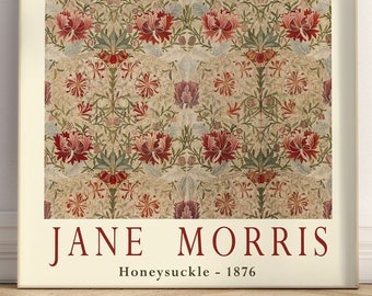 Jane Morris Honeysuckle Stickerei. Fine Art Druck. Premium Matter Poster
