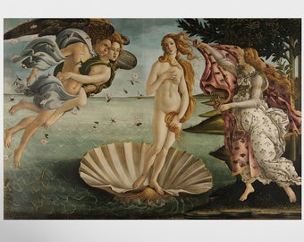 The birth of Venus by Sandro Botticelli. Greek Mythology art print of antique painting. Premium matte poster