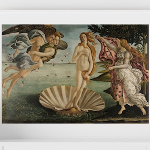 El nacimiento de Venus de Sandro Botticelli. Impresión artística de la mitología griega de pintura antigua. Póster mate premium