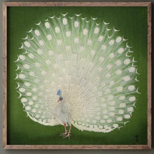 Peacock woodblock print by Ohara Koson, ukiyo-e Fine Art Print, Matte poster
