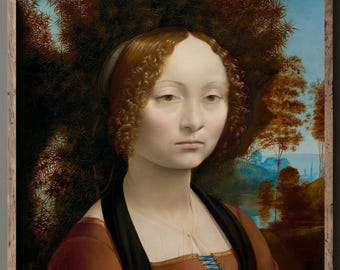 Leonardo da Vinci Ginevra de' Benci portret Fine Art-afdrukreproductie Matte poster