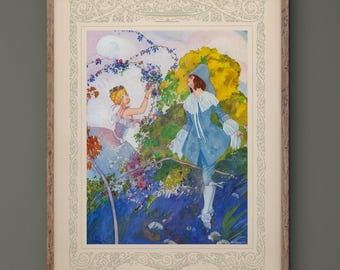 Prince Darling fairy tale illustration vintage print reproduction by Umberto Brunelleschi. Fine art print.