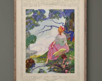 The Blue bird fairy tale illustration III vintage print reproduction by Umberto Brunelleschi. Fine art print.