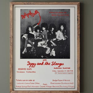 Iggy and the Stooges vintage concert poster. Performance in Memphis in 1973. Fine art print repro.