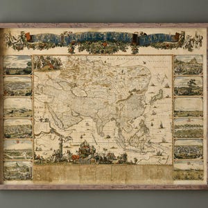 ニコラース・フィッシャーによる17世紀のアジアの古地図。美術印刷物