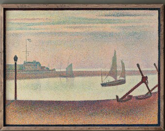 Georges Seurat The Channel at Gravelines, Evening. Remastered antique painting. Wall art. Canvas and fine art print