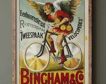 Rotterdam vintage bicycles. Tweespaak velocipedes by Bingham & Co.  Museum art print reproduction