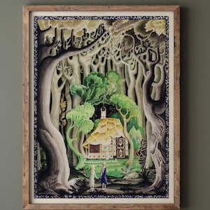 Kay Nielsen and his illustration  for Hansel and Gretel. Fine art print reproduction. Remastered vintage wall art.