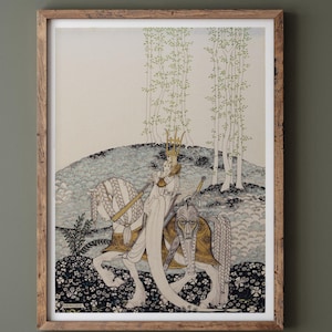 Kay Nielsen and his illustration to The Lassie and Her Godmother. Fine art print reproduction. Remastered vintage wall art.