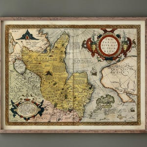 Ancient map of Tartaria by Abraham Ortelius  XVI Century. Fine art print repro
