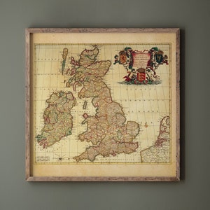 Antique map of Angliae , Scotiae et Hibernae tabula. Vintage map print reproduction of 1684 England, Scotland and Ireland.