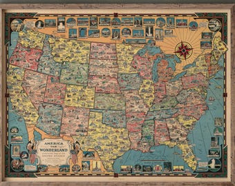 America the Wonderland: A Pictorial Map of the United States by