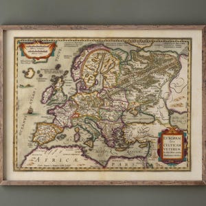 Ancient map of Europe and the Celts. Europam sive Celticam veterem by Abraham Ortelius. Fine art print and canvas wallart