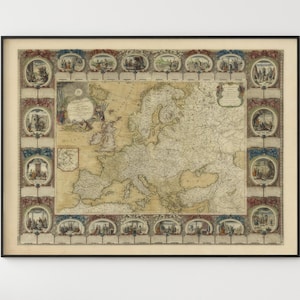 Uralte antike Landkarte von Europa. Die Map ist in Imperien und Reiche eingeteilt. Fine Art Print Poster auf Leinwand. Remastered Wandkunst