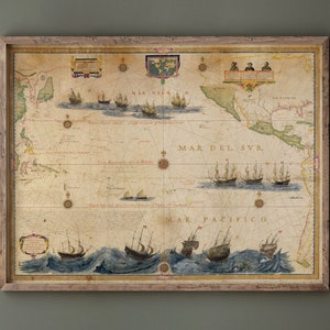 Ancient Map of the South Sea. Pacific Ocean. Poster reproduction of a map of 1622 by Gerritsz, Hessel