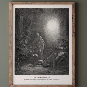 Gustave Dore The Bible engraving print fine art reproduction. The Formation of Eve illustration . Wall art decor.