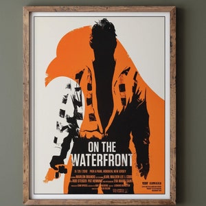 Riproduzione di poster d&#39;epoca del film &quot;Fronte del porto&quot;. Stampe storiche di film che hanno cambiato la storia del cinema.