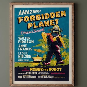 Forbidden Planet historic movie poster reproduction. Vintage prints of films that changed cinema history