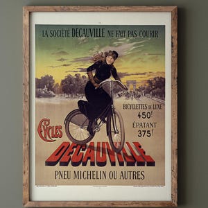 The Decauville Cycles vintage poster around 1895. Wall art decor repro. Fine art print.