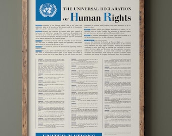 The Universal Declaration of Human Rights by the United Nations. Fine art print. Wall art decor.