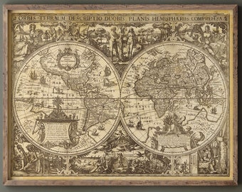 Ancient Map Of The World Circa 1500s, 16th Century Old Ancient Map Of The World Circa 1500s, 16th Century Old