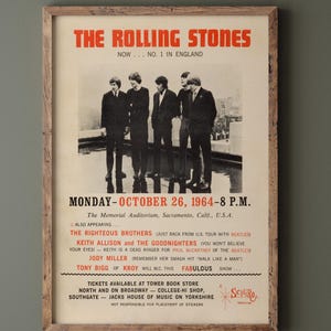 The Rolling Stones concert poster reproduction. 1964 performance. Printed on Fine Art paper