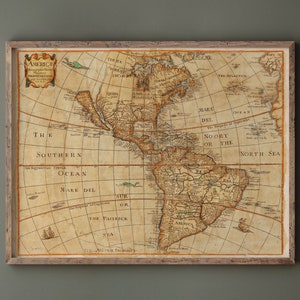 Mapa antigo da América. Reprodução de pôster vintage de um mapa de 1666. Impressão de belas artes. arte de parede