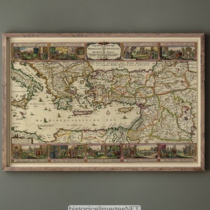 Antike Landkarte Geographische Beschreibung der Reisen der Apostel und der Reisen des Paulus von Nicolaes Visscher