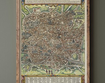 Ancient Rome city map  by Georg Braun and Frans Hogenberg museum matte print