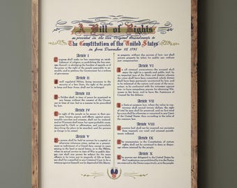 A Bill of Rights as provided in the ten original amendments to the constitution of the United States of America. Fine art print