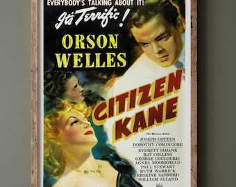 Citizen Kane by Orson Welles vintage movie poster reproduction. Vintage prints of films that changed cinema history