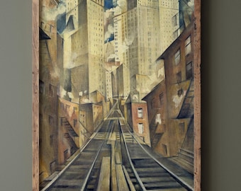 The Soul of the Soulless City New York - an Abstraction by Christopher Richard Wynne Nevinson. Wall art repro . Canvas and Fine art print