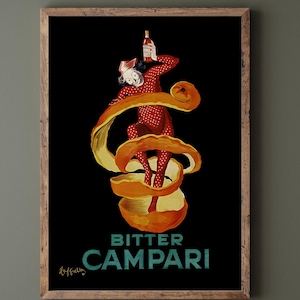Leonardo Cappiello Bitter Campari master artwork. Vintage retro poster repro. Wall art decor. Fine art print