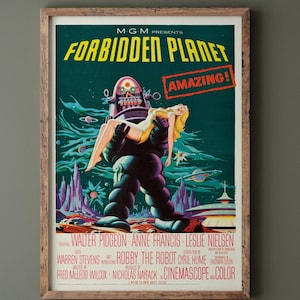 Forbidden Planet historic movie poster reproduction. Vintage prints of films that changed cinema history