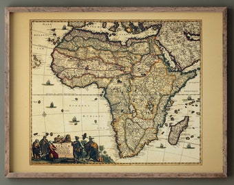 Africa vintage old map print. Reproduction of an ancient map of the african continent of 1680