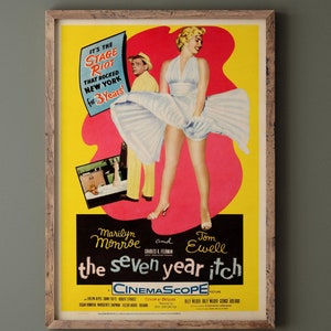 The Seven Year Itch Marilyn Monroe historic movie poster reproduction. Vintage prints of films that changed cinema history