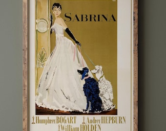 Sabrina with Audrey Hepburn historic movie poster reproduction. Vintage prints of films that changed cinema history