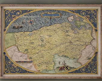 Flandria ancient map part of Theatrum Orbis Terrarum atlas by Abraham Ortelius museum art print reproduction