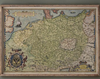 Germany Germania ancient map part of atlas Theatrum Orbis Terrarum by Abraham Ortelius museum print reproduction