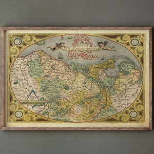 Ancient map of the Low countries ( Belgium, Netherlands and Luxembourg ) by Ortelius. Vintage historic map. Fine art print