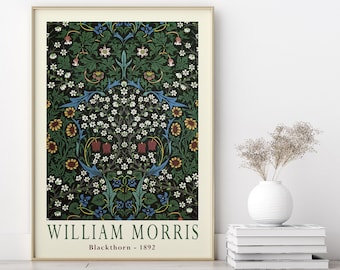 William Morris Blackthorn 1892. Vintage remastered wallpaper. Fine art print. Matte paper poster