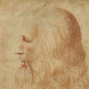 Portrait of Leonardo da Vinci by anonimous artist 1510-1530 Fine art print reproduction. Matte poster
