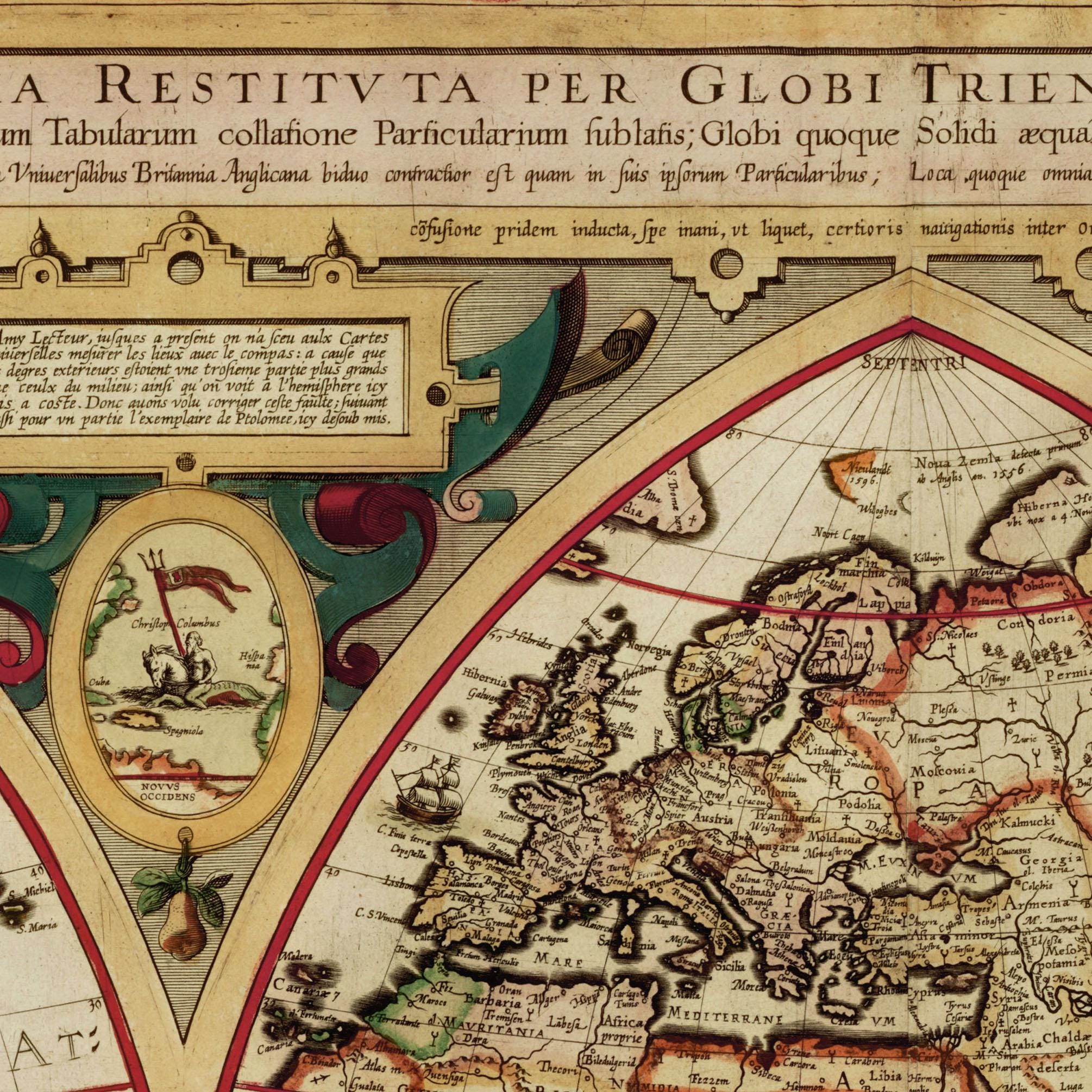1618年の古代世界地図。ファインアートプリント。リマスター版ポスター