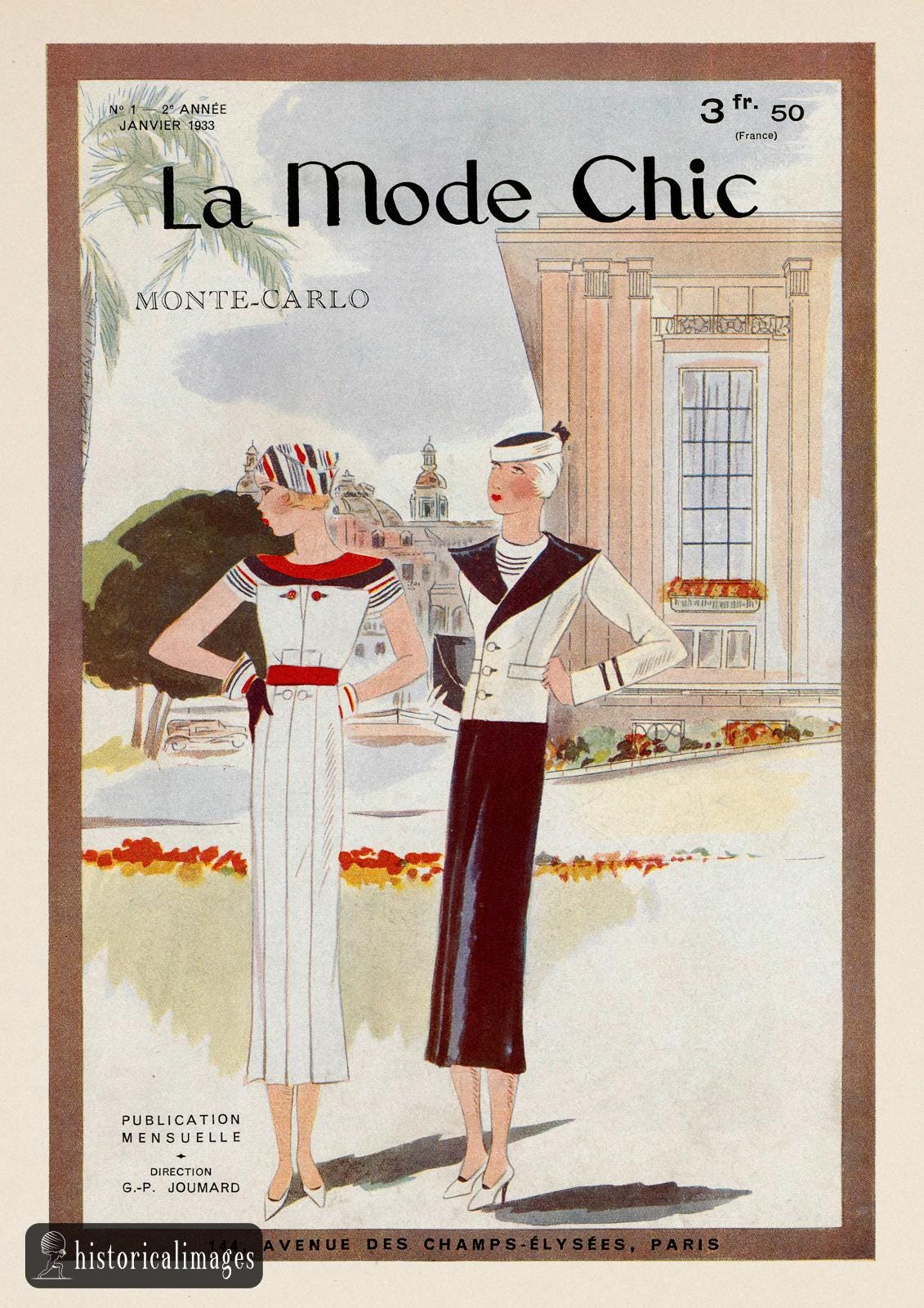 La Mode Chic Vintage French Fashion Magazine Cover 1933. Wallart