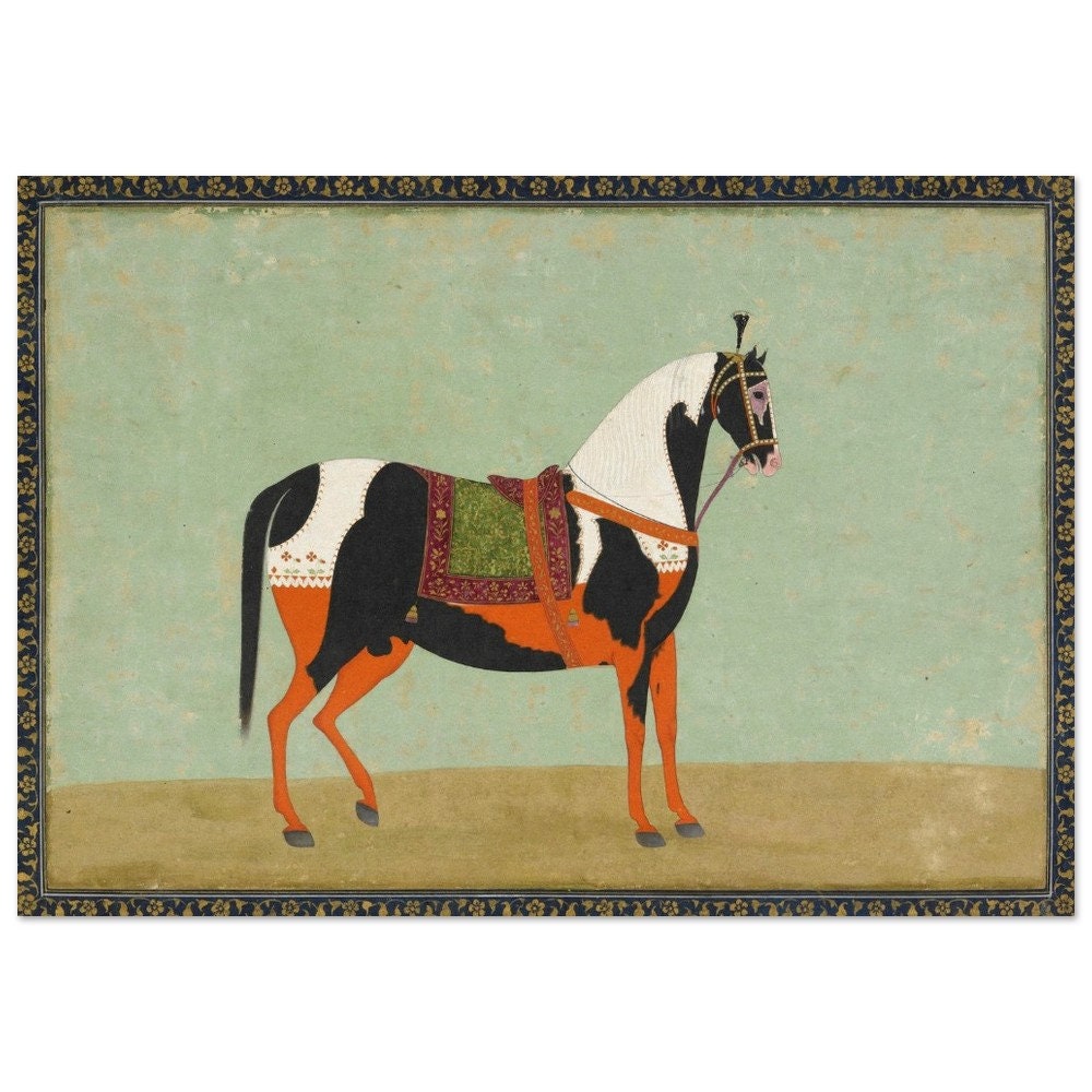 馬の絵。19世紀の作者不明。東洋美術。ファインアートプリントと