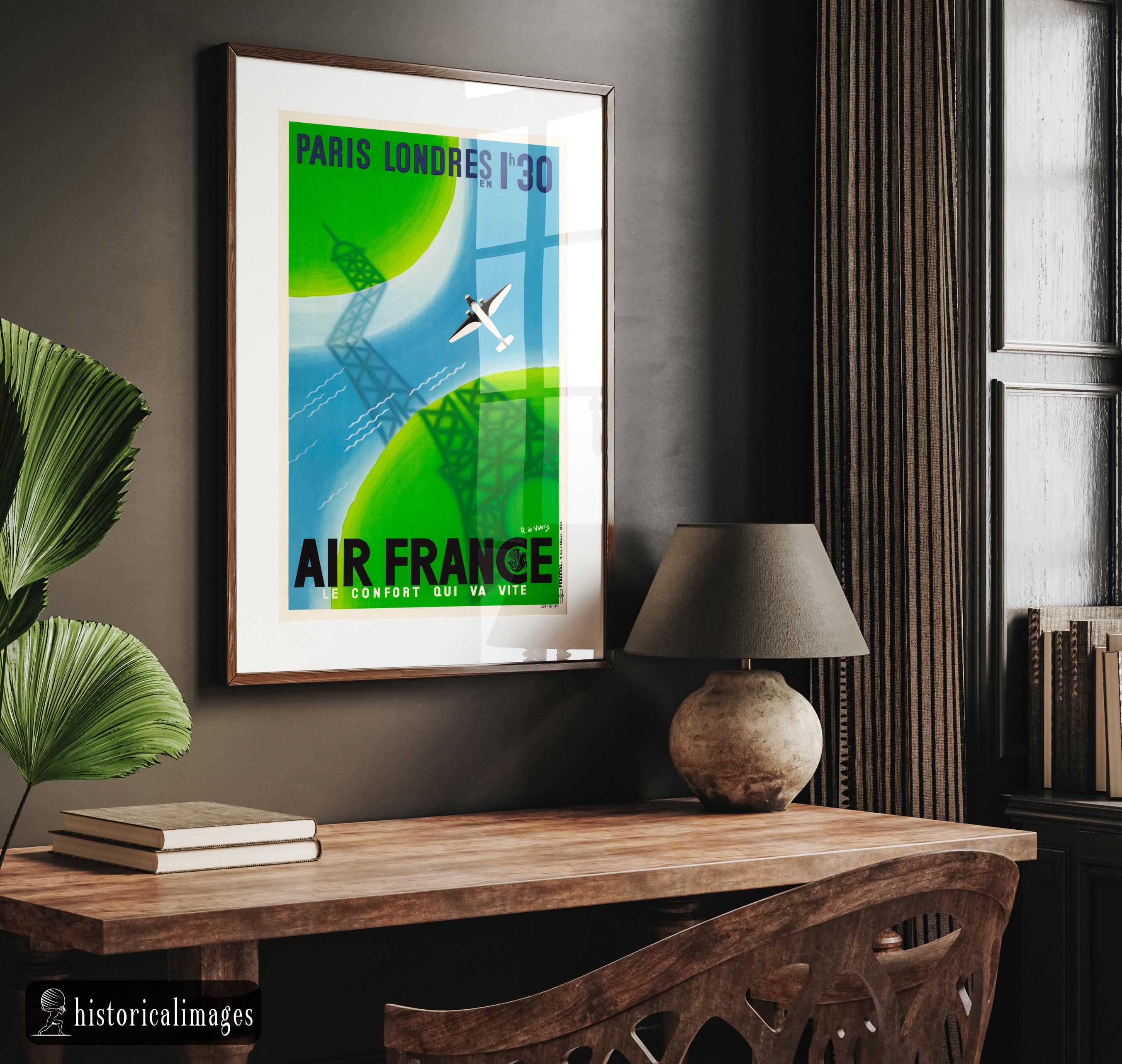 Air France Paris Londres Vintage Advertisng by Roger De Valerio